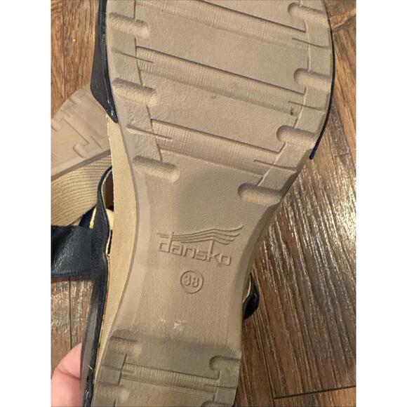 New Dansko Tanya Black Milled Burnished Leather Sandals Size 38 US 7.5 Women's - Picture 7 of 7